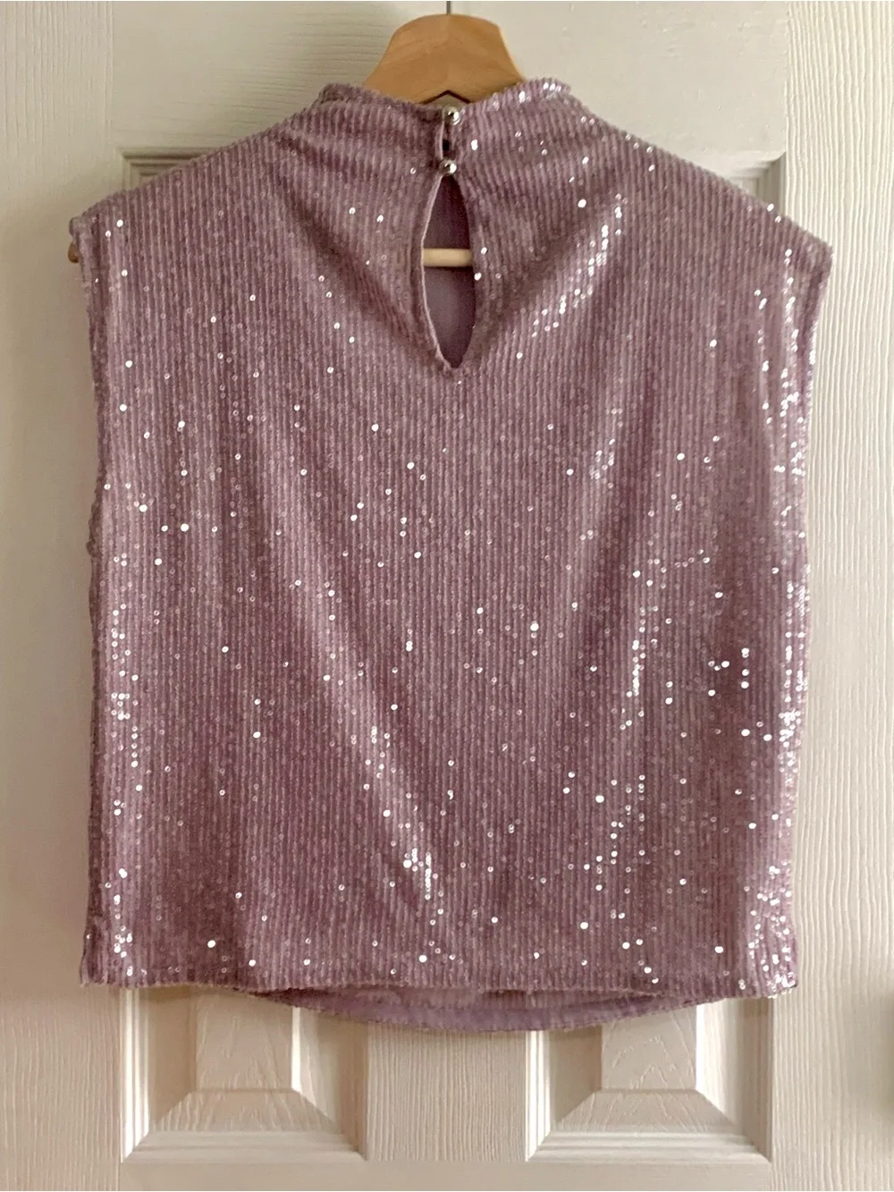 Anthropologie Lavender Sequin Mock-Neck Tank - Picture 4 of 11